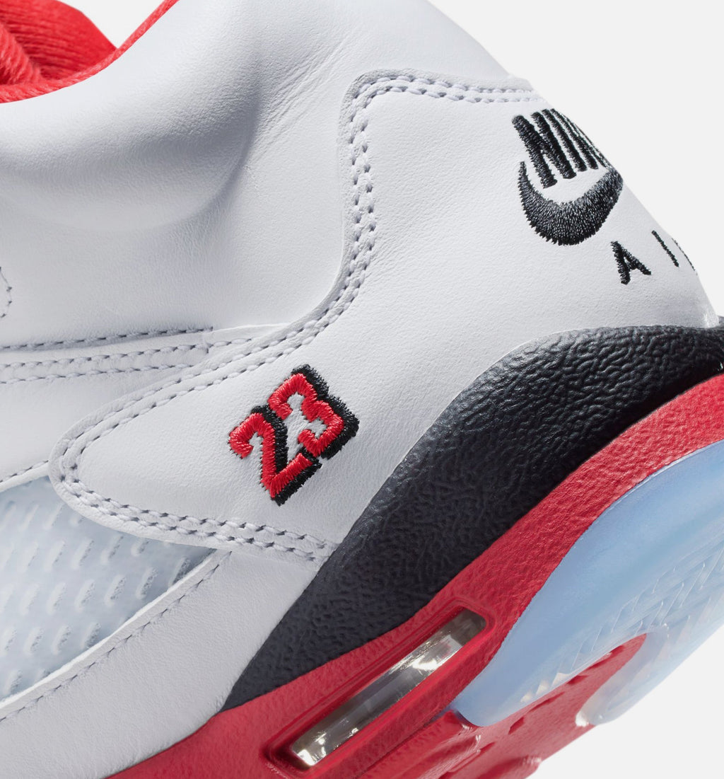 Air Jordan 5 Retro 'Fire Red' Grade School - White/Fire Red/Black