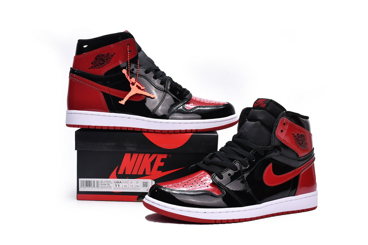 Air Jordan 1 Retro High OG Patent Bred 2021 Rep Sneakers 555088-063