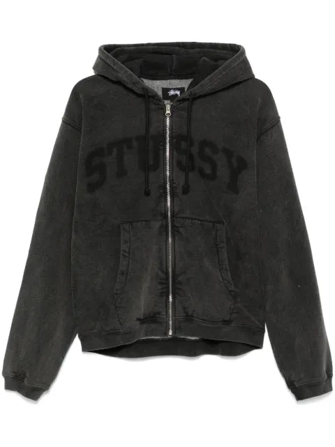 Stüssy faded-graphic zip-up hoodie