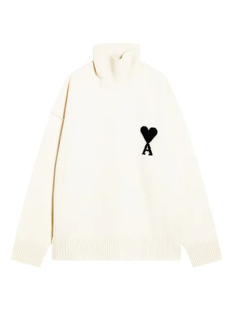 AMI Paris heart-logo turtleneck sweater
