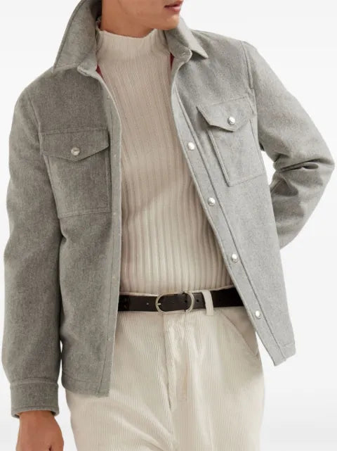 Brunello Cucinelli lightweight water-resistant cashmere shirt-style outerwear jacket