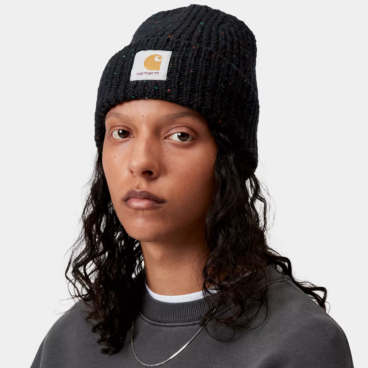 Carhartt WIP Anglistic Beanie: Speckled Black