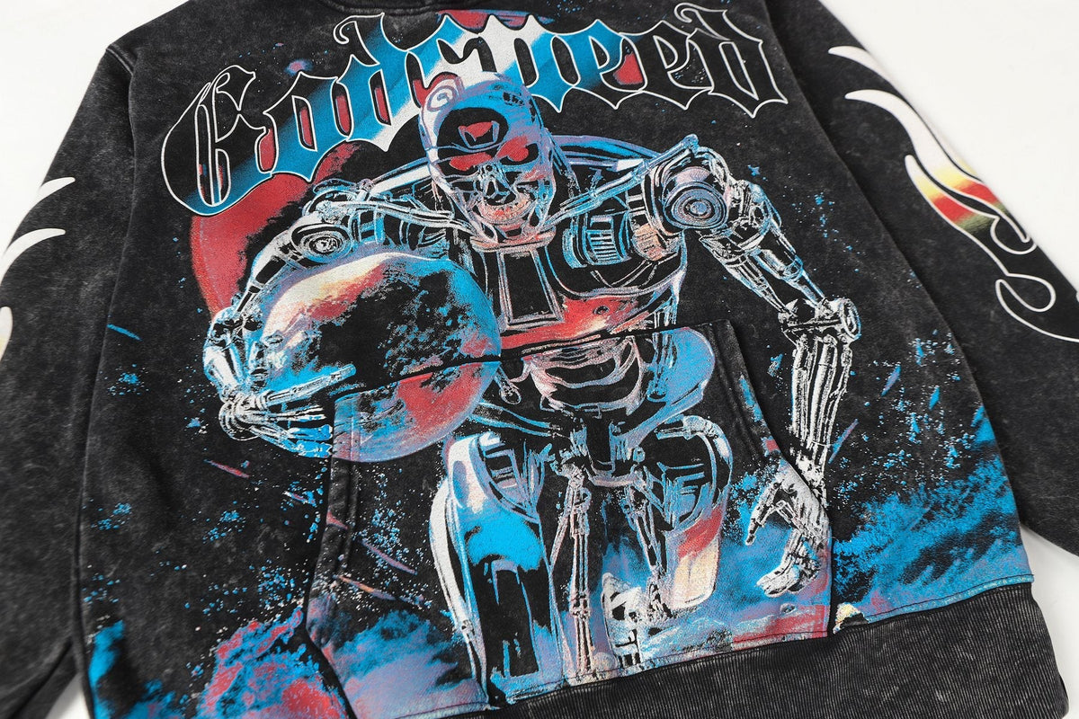 Godspeed Acid-Wash Graphic Pullover Hoodie