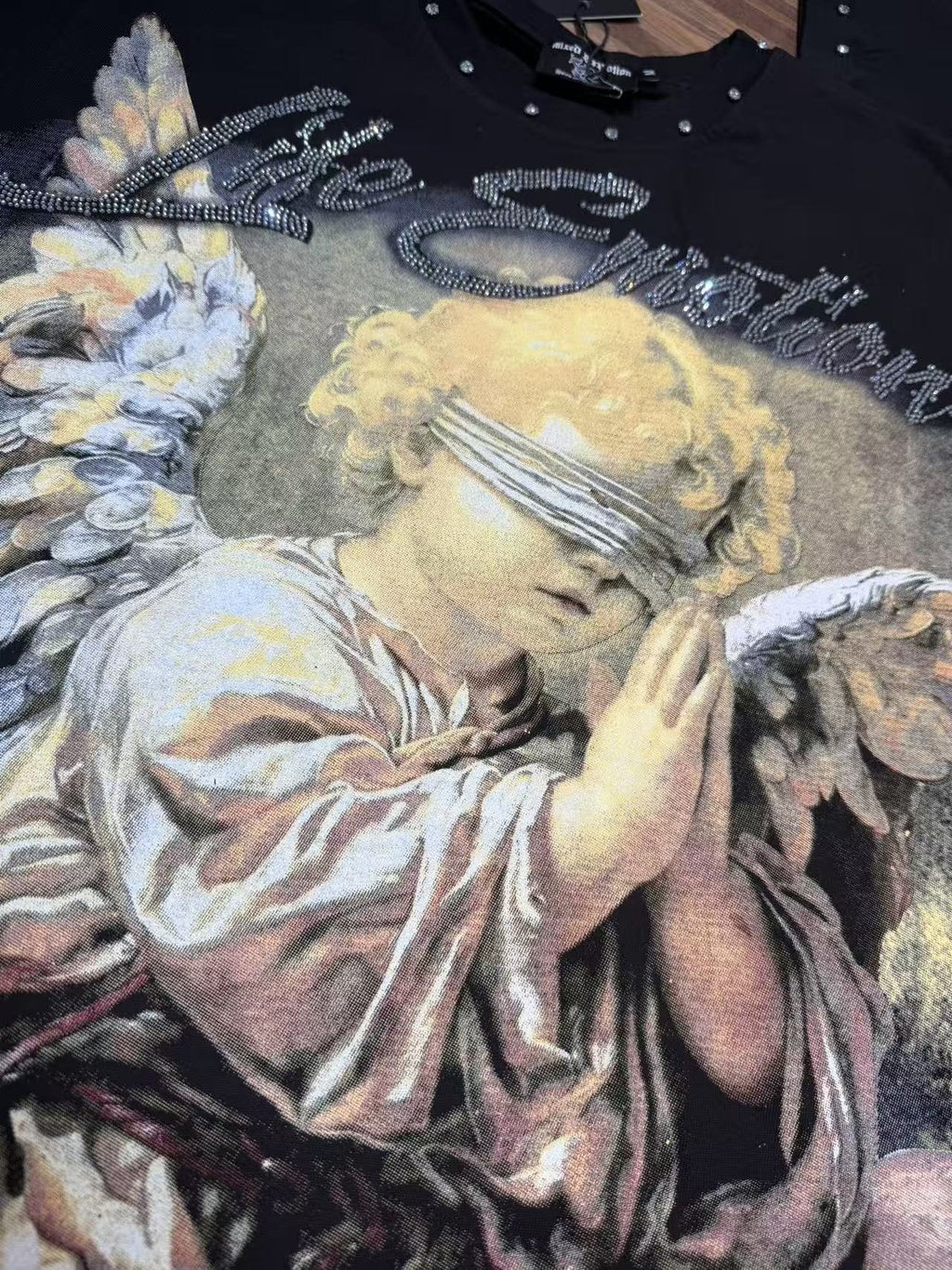 MIXED EMOTION Angel Graphic Studded-Trim T-Shirt