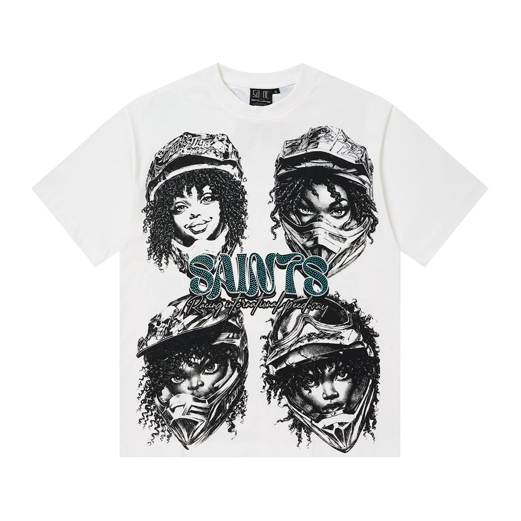 SAINT Racing Portrait Rhinestone Short-Sleeve T-Shirt