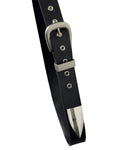 Dagger Tip Leather Belt Silver Metal Tip Full Grain Cowhide Unisex