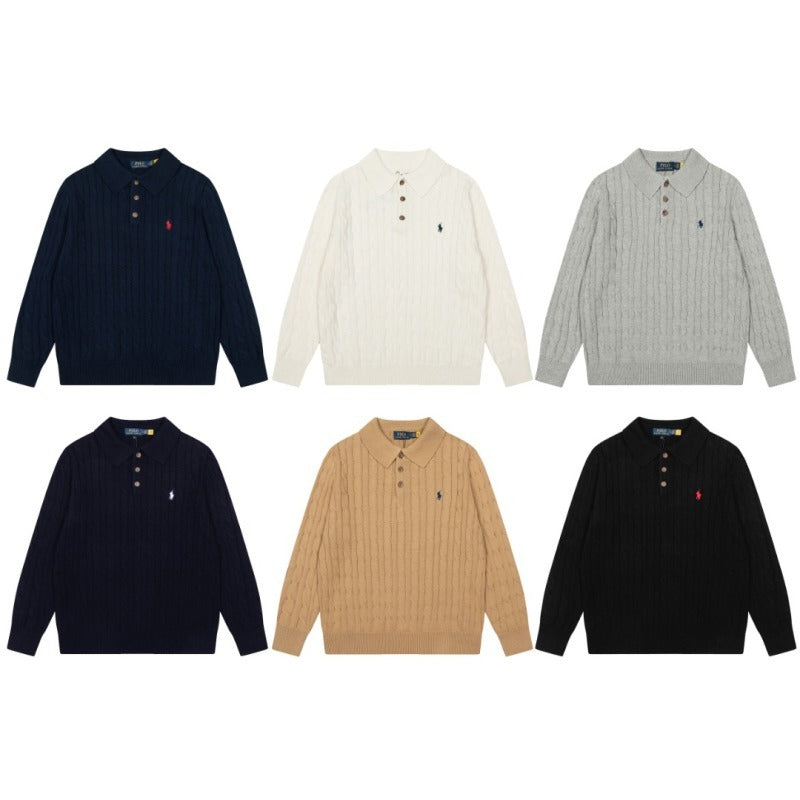 LFC5 New men's and women's spring and autumn collared sweaters, sweater base clothes