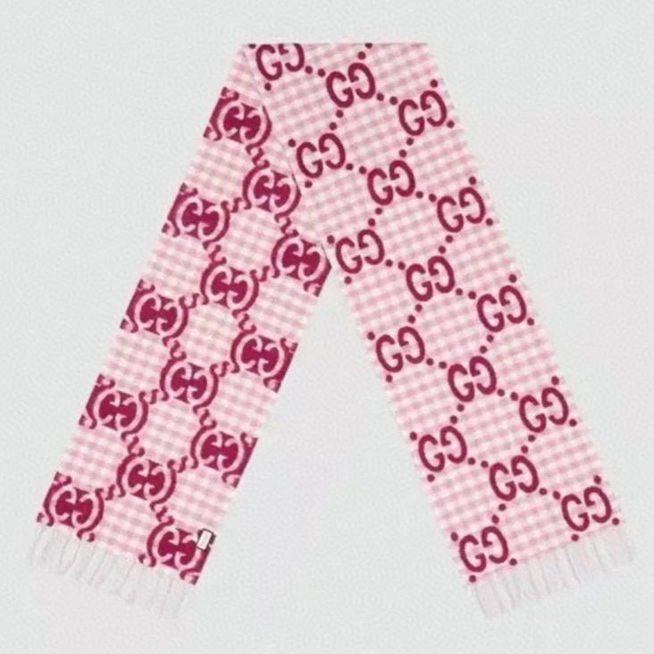 SCARF 220 CM IN BRIGHT PINK MIX WHITE WOOL 401164