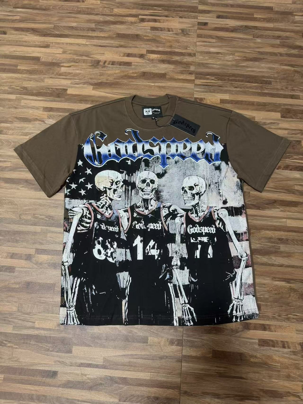 Godspeed Skeleton Basketball Number 14 T-Shirt