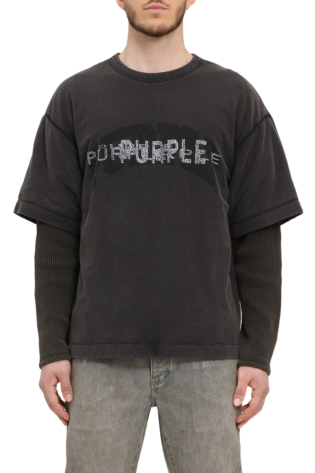 Purple Brand Textured Jersey Long Sleeve Padded Tee