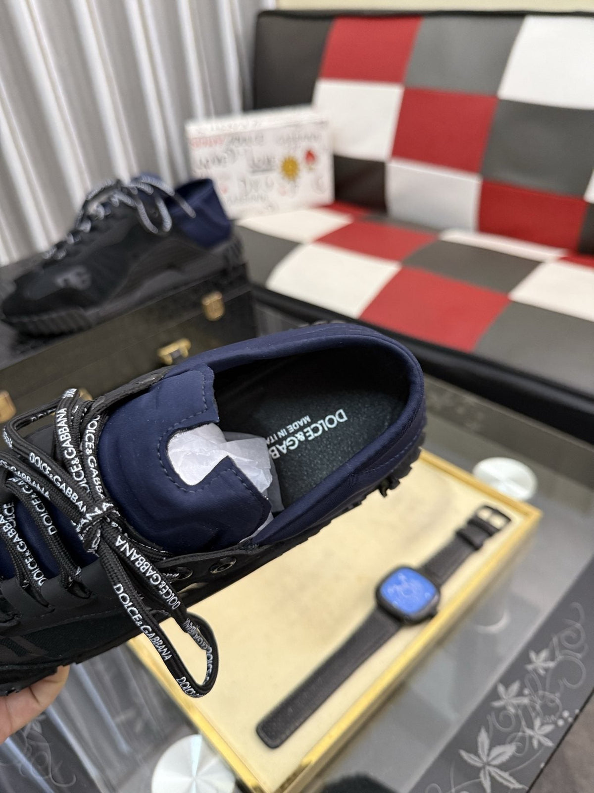 Dolce & Gabbana Black and Navy Low-Top Sneakers