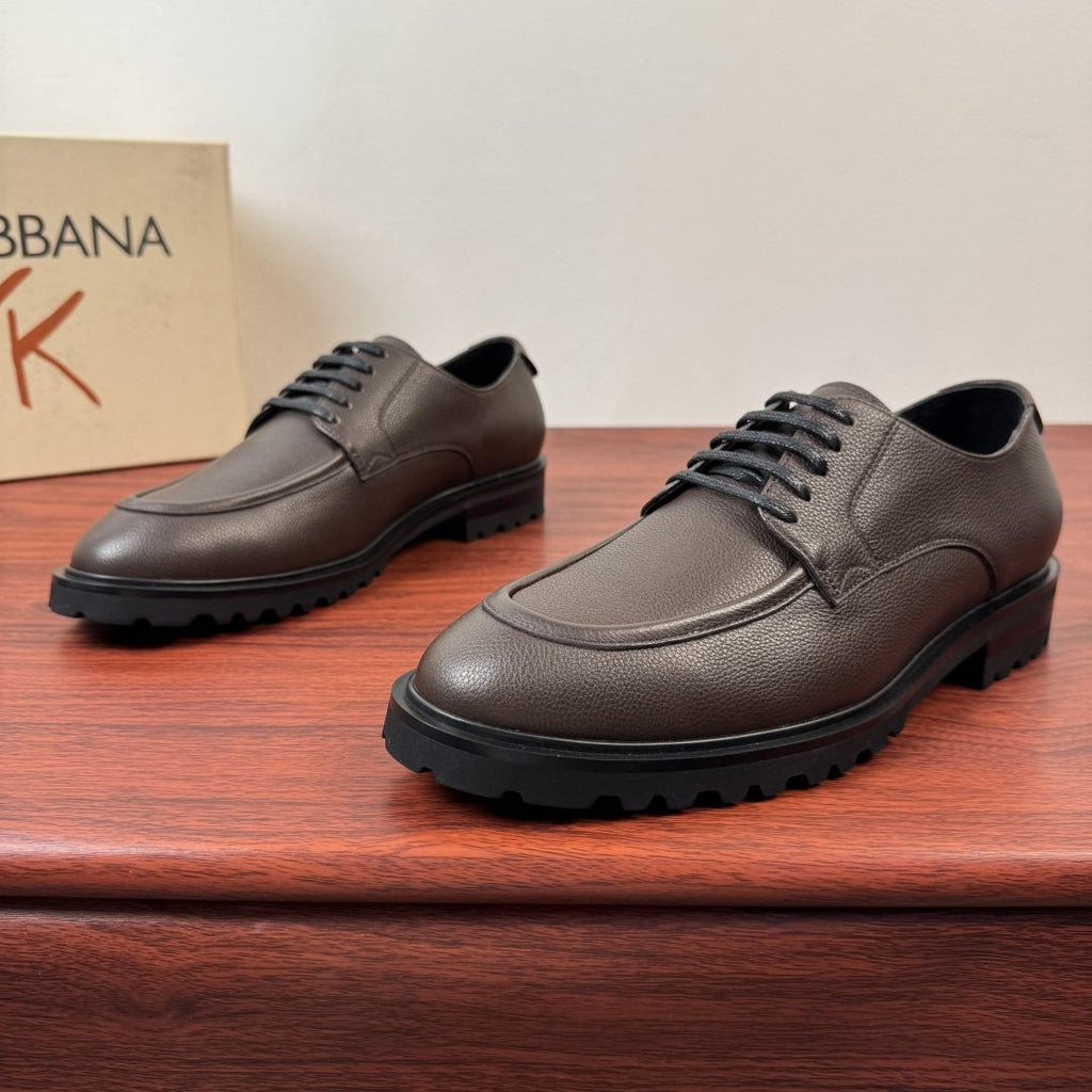 Dolce & Gabbana Men's Grained Leather Derby Shoes