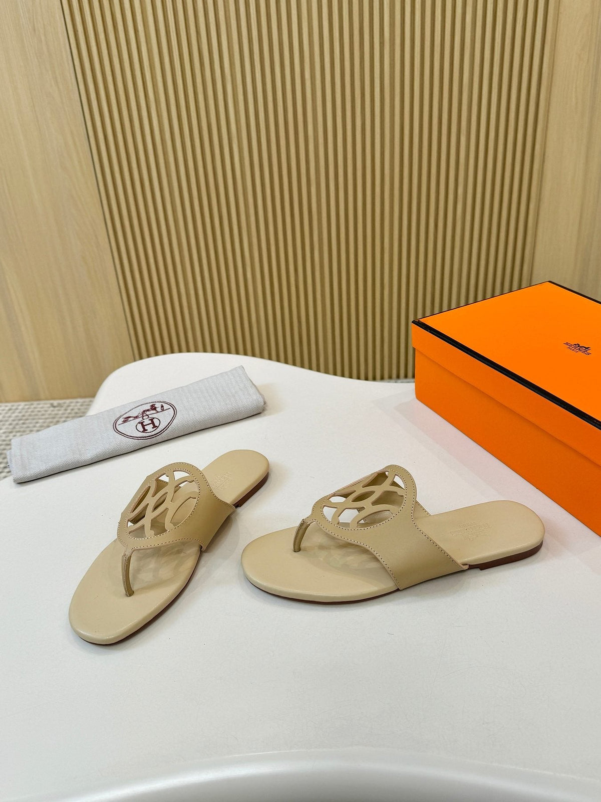 Hermès Cutout Strap Slide Sandals