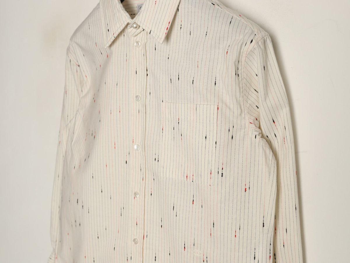 Chanel Stripe and Motif Long-Sleeve Shirt - Cream