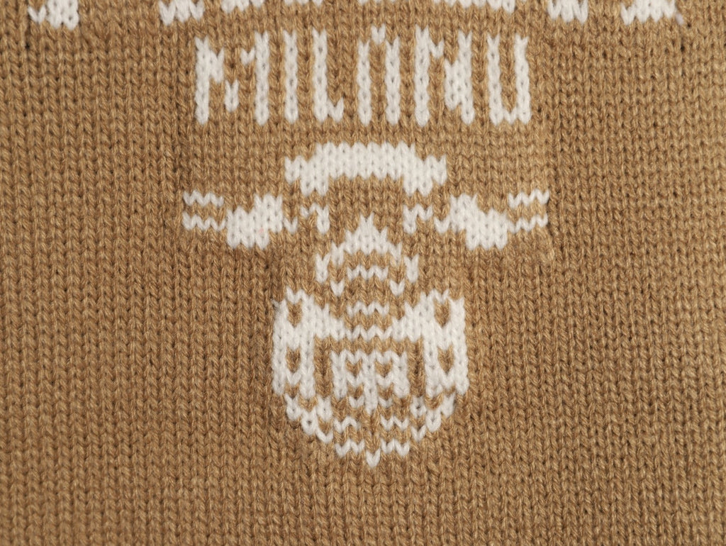 Prada Milano Logo Crewneck Knit Sweater - Camel
